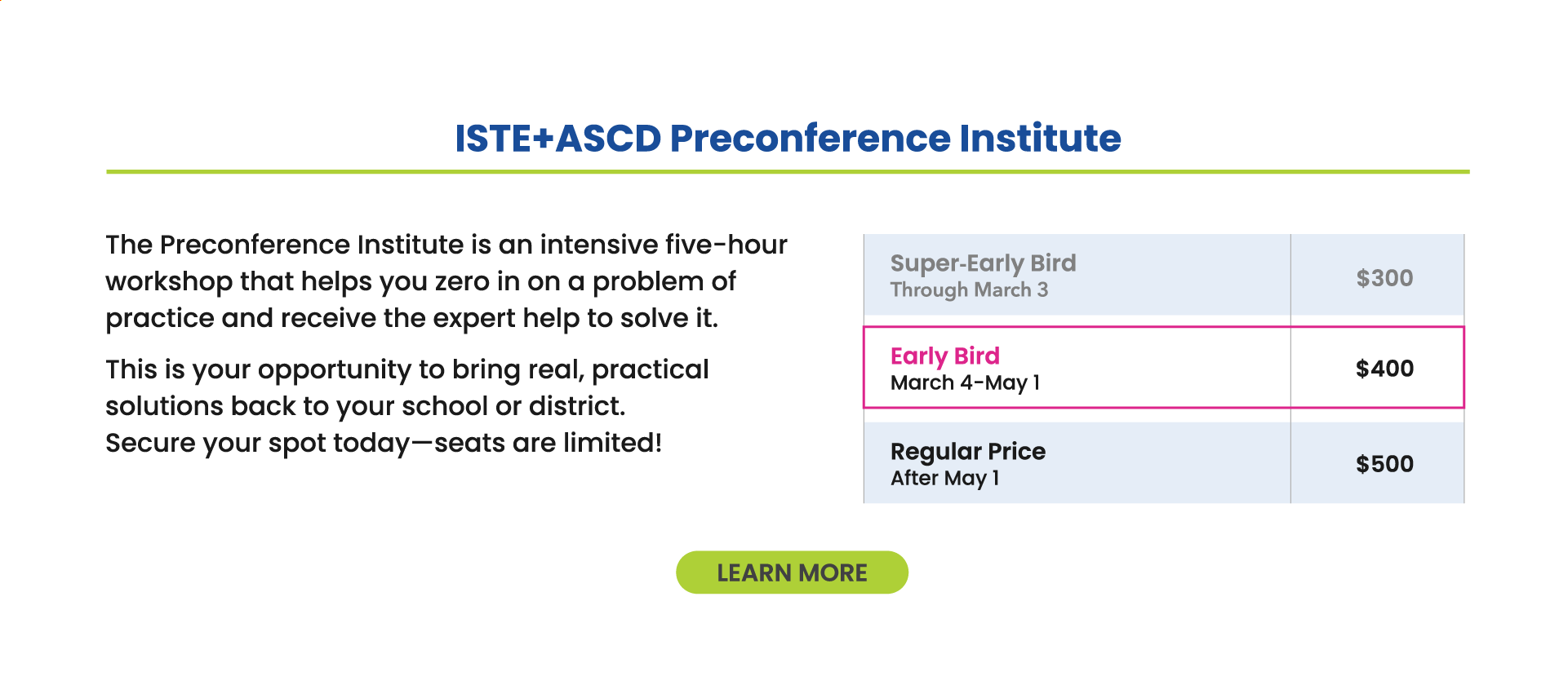 ISTELive 25 Pricing Grid - Preconference Institutues